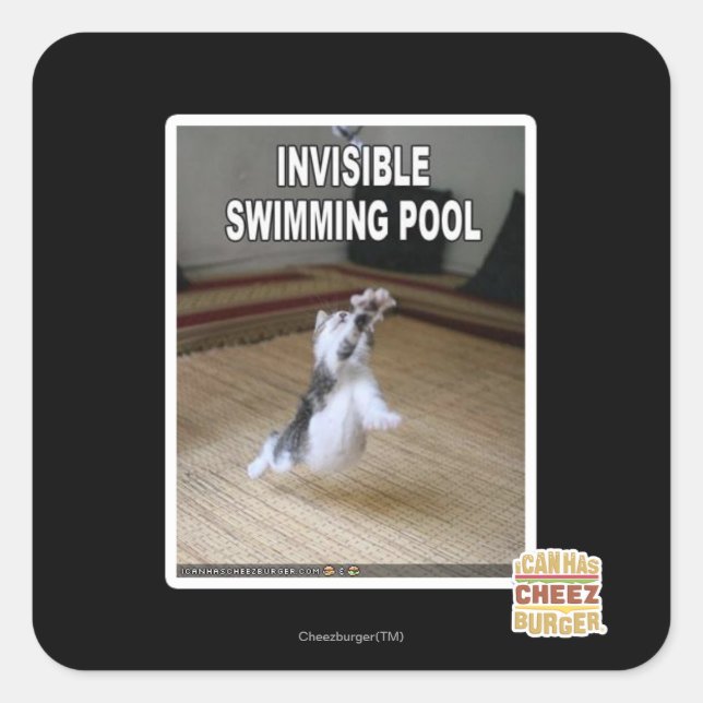 Invisible Swimming Pool Square Sticker (Front)