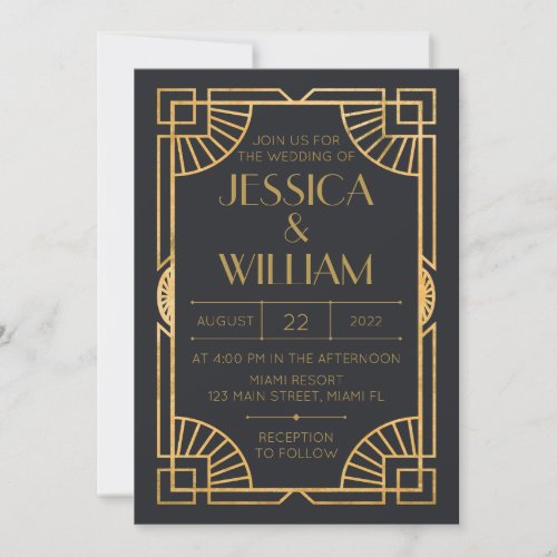 Invitacin Art Deco Wedding Invitation