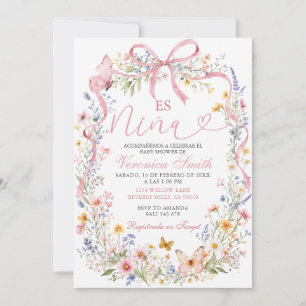 Invitación Baby Shower Niña Flores Silvestres Invitation