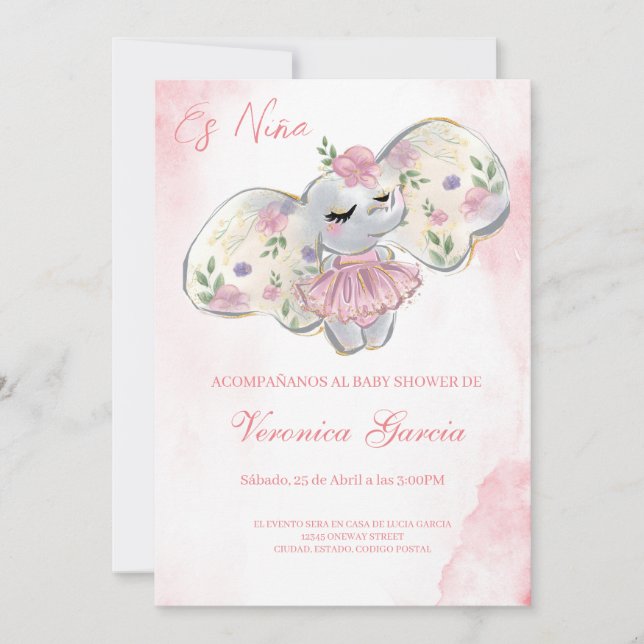 Invitacion baby shower para niña invitation (Front)