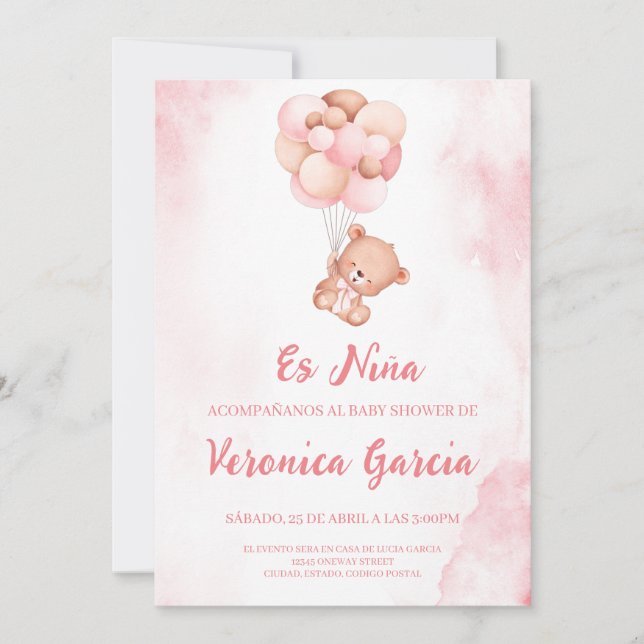 Invitacion baby shower para niña invitation (Front)