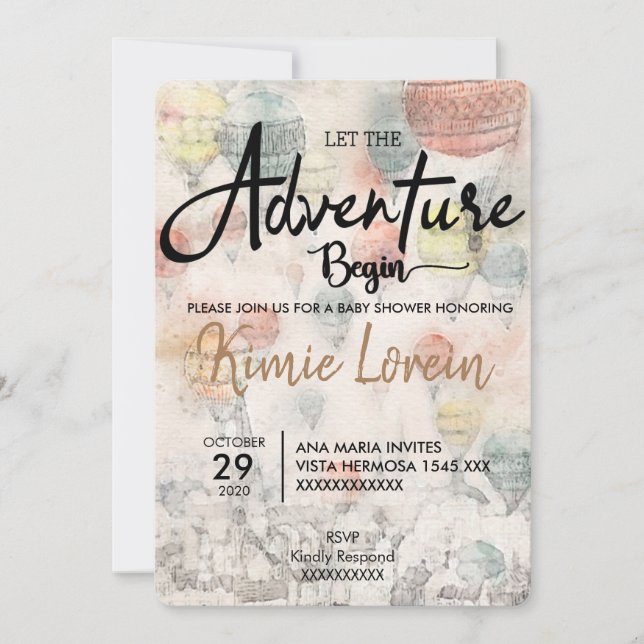 INVITACIÓN BABY SHOWER QUE EMPIECE LA AVENTURA INVITATION (Front)