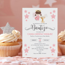 Invitacion Bautizo Angel Baptism Angel and Stars