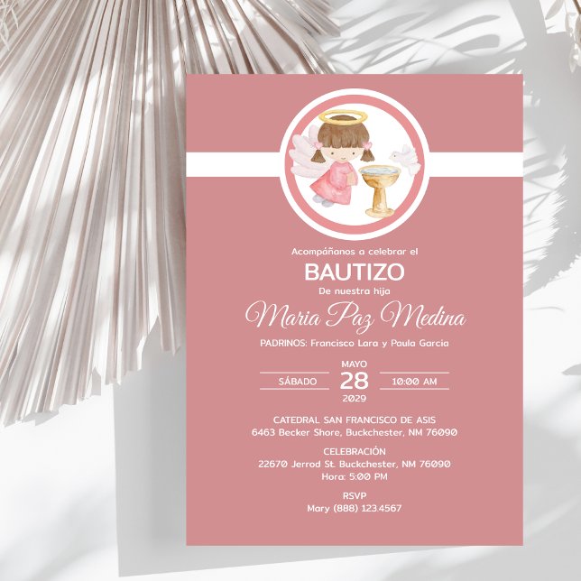 Invitacion Bautizo GIRL Angel Baptism Catholic Invitation (Creator Uploaded)