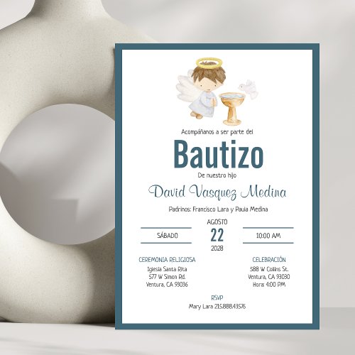 Invitacion Bautizo in Spanish Baptism Baby Boy Invitation