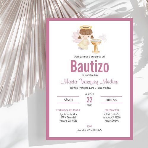 Invitacion Bautizo in Spanish Baptism Baby Girl Invitation