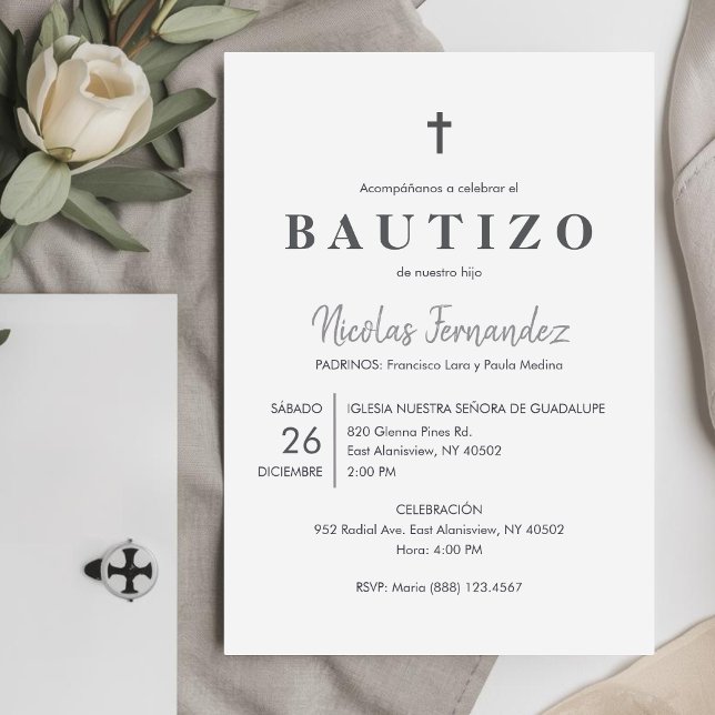 Invitacion Bautizo Minimalist Catholic Baptism Invitation (Creator Uploaded)