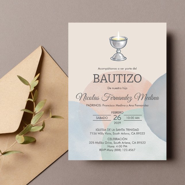 Invitacion Bautizo Minimalist Elegant Baptism Invitation (Creator Uploaded)