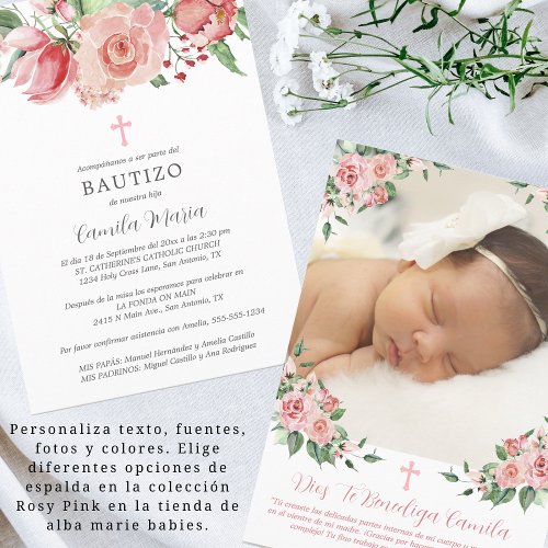 Invitacin Bautizo Nia Spanish Baptism for Girls Invitation