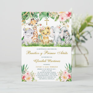 Invitación Bautizo y Primer Cumpleaños Jungla Invi Invitation