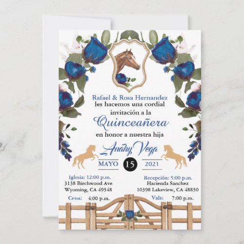 Invitacin Blue  Cowgirl Western Invitation