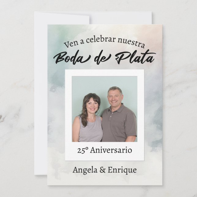 Invitación Boda Plata 25 años Foto Personalizada Invitation (Front)