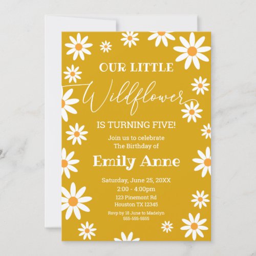 Invitacin Boho Daisies Wildflower Birthday party  Invitation