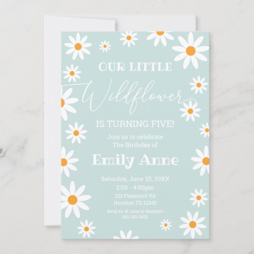 Invitacin Boho Daisies Wildflower Birthday party  Invitation