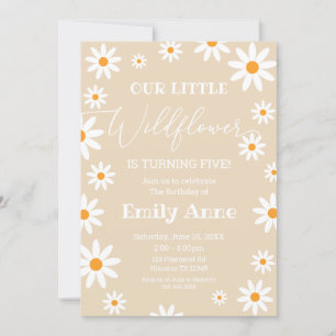 Invitación Boho Daisies Wildflower Birthday party Invitation