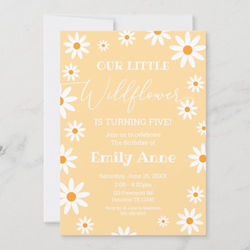 Invitacin Boho Daisies Wildflower Birthday party  Invitation