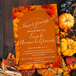 Invitación Cena de Acción de Gracias Hojas Otoño Invitation