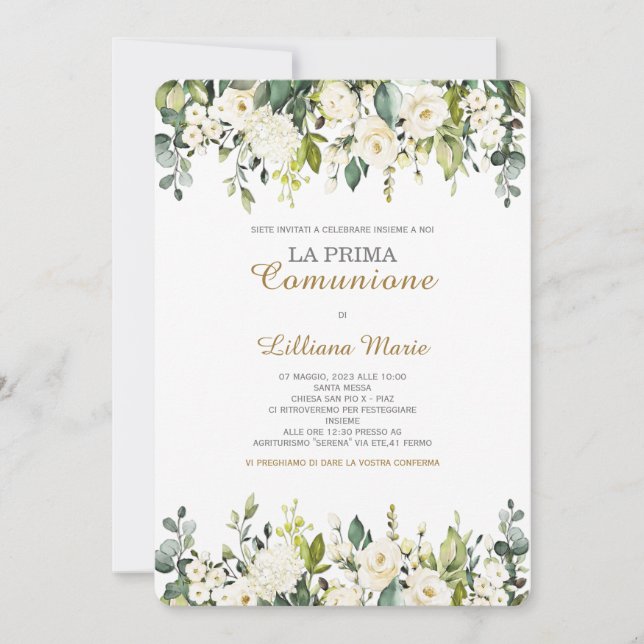 Invitación Comunión Niña Invitation (Front)