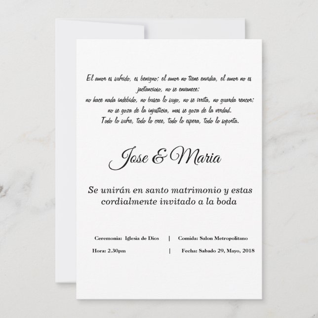 invitacion cristiana para bodas color blanco invitation (Front)