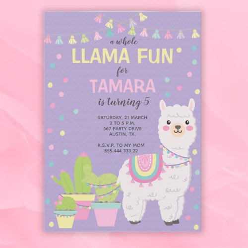 Invitacin cumpleaos de Llama llama divertida c Invitation