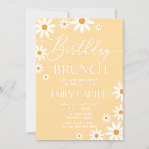 Invitacin Daisies Birthday Brunch Party Invitatio Invitation