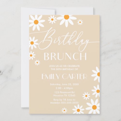 Invitacin Daisies Birthday Brunch Party Invitatio Invitation