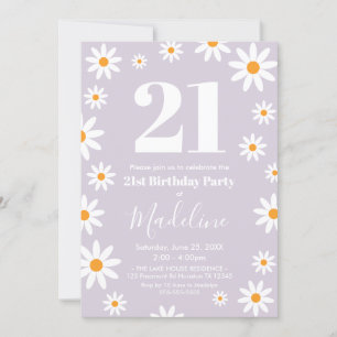Invitación Daisies lilac Birthday Party Invitation