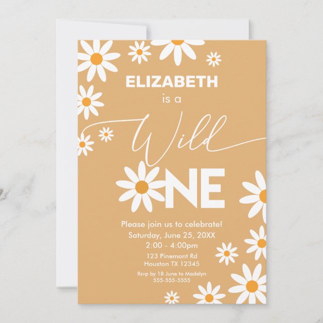 Invitación Daisies Wild One Birthday Party invitat Invitation (Front)