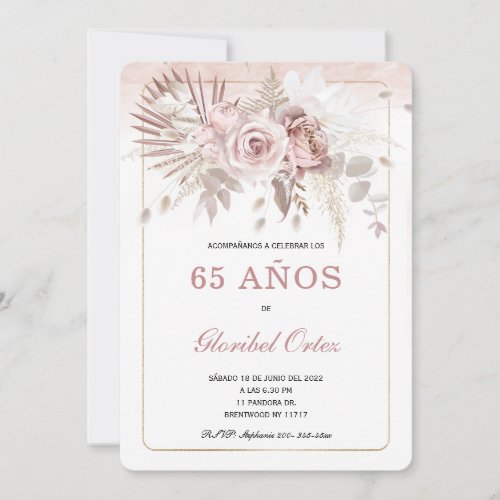 Invitacin de 65 Aos Mujer Invitation