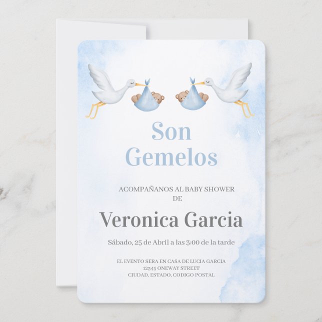Invitacion de baby shower para gemelos invitation (Front)