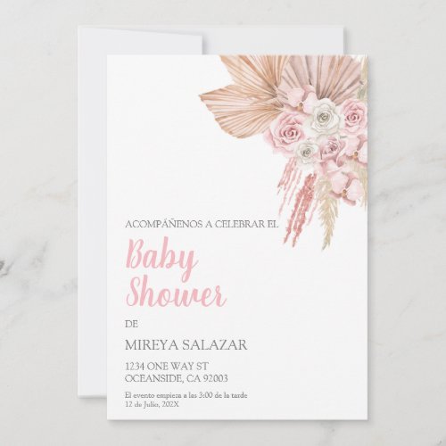 Invitacion de baby shower para nia tema boho invitation