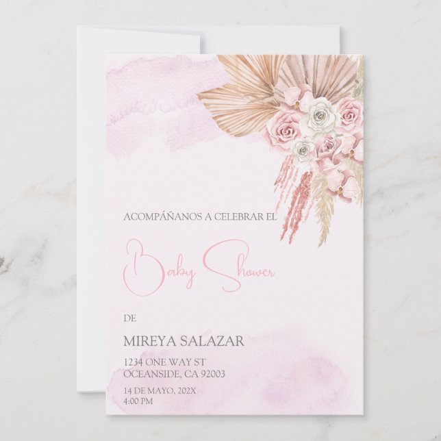 Invitacion de baby shower para niña tema boho invitation (Front)