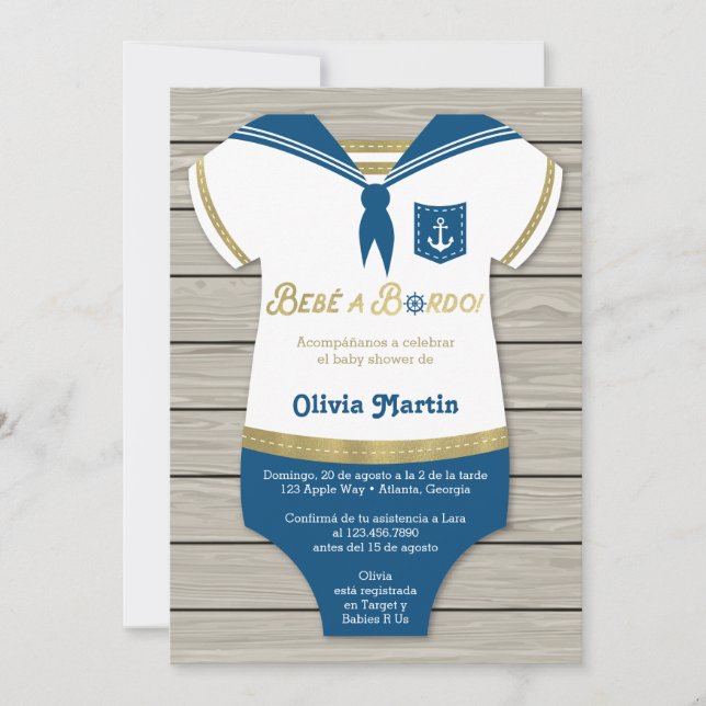 Invitación de Baby Shower, Pequeño marinero Invitation (Front)