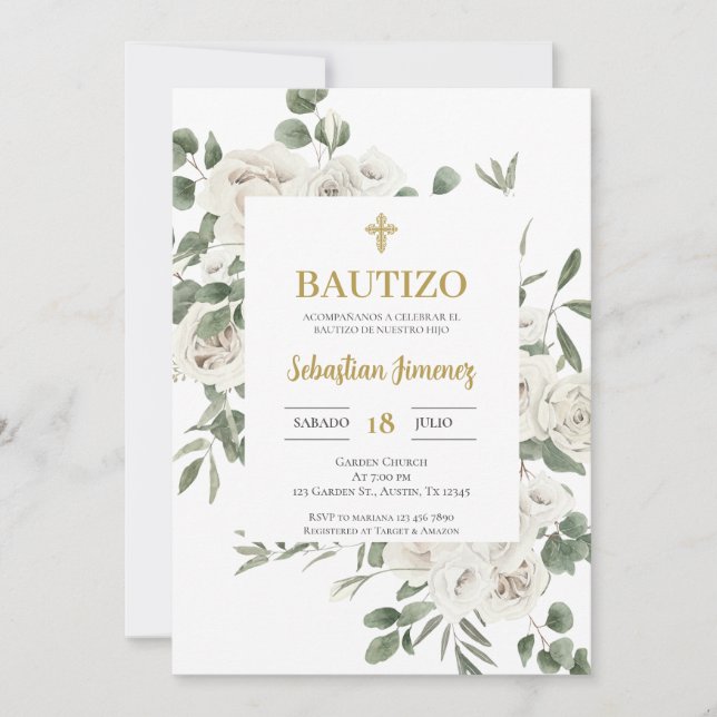 Invitación de bautismo en español invitation (Front)