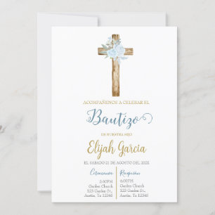 Invitación de bautismo floral azul en español invi invitation