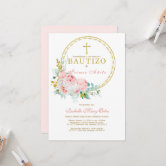 Invitación de Rosas para Bautizo de niña Invitation