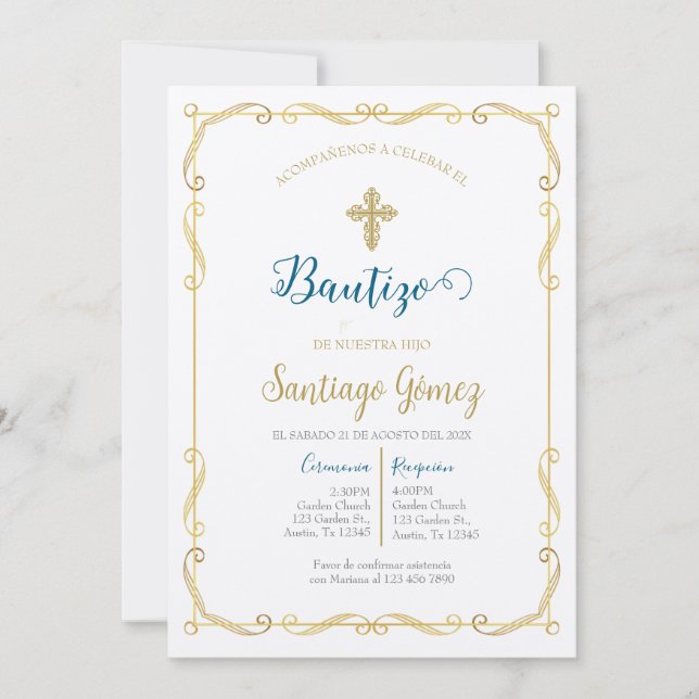 Invitación de bautismo para niño invitation (Front)