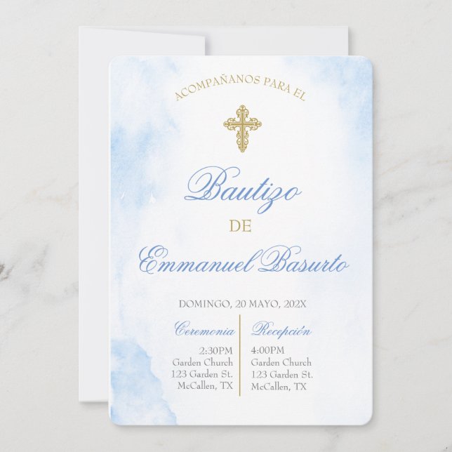 Invitación de bautismo para niño  invitation (Front)
