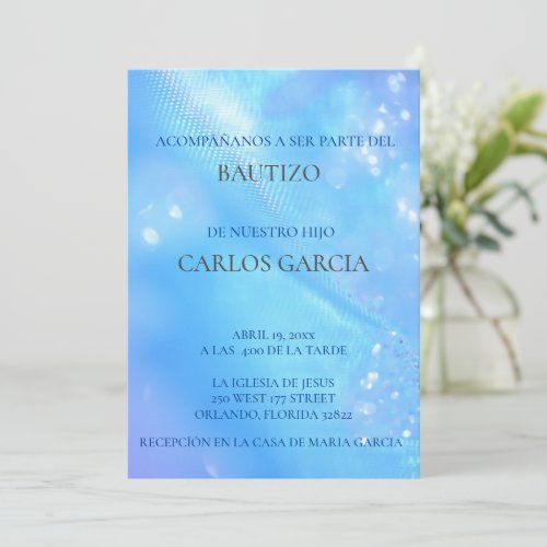 Invitacion de Bautizo Baptism Invitation Spanish 