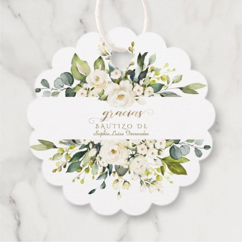 Invitacion De Bautizo Con Flores Baptism Favor Tags