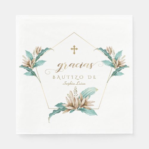 Invitacion De Bautizo Con Flores Gold Ivory Lily Napkins