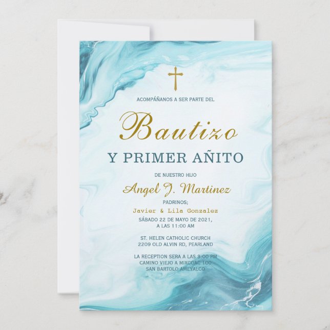 Invitación de Bautizo Y Primer Añito Invitation (Front)