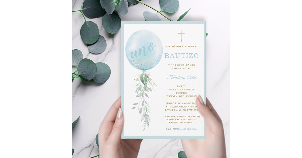 Invitación de Bautizo Y Primer Añito Invitation | Zazzle