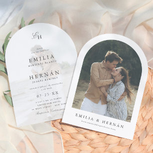 Invitación de Boda Boho Minimalista con Foto Invitation
