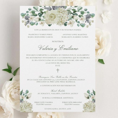 Invitacin de Boda Catolica Formal Wedding Invitation