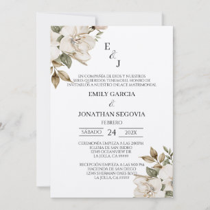 invitación de boda con flores blancas invitation