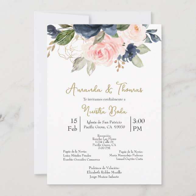 Invitación de boda con flores de primavera  invitation (Front)