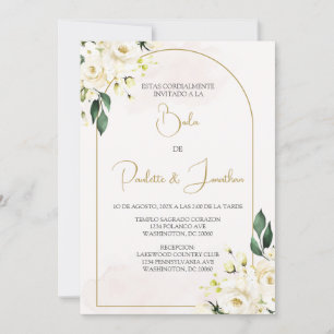 Invitacion de boda con ramo blanco invitation