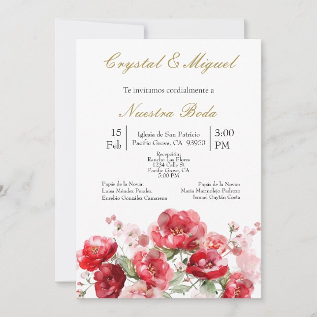 invitación de boda con ramo  invitation (Front)