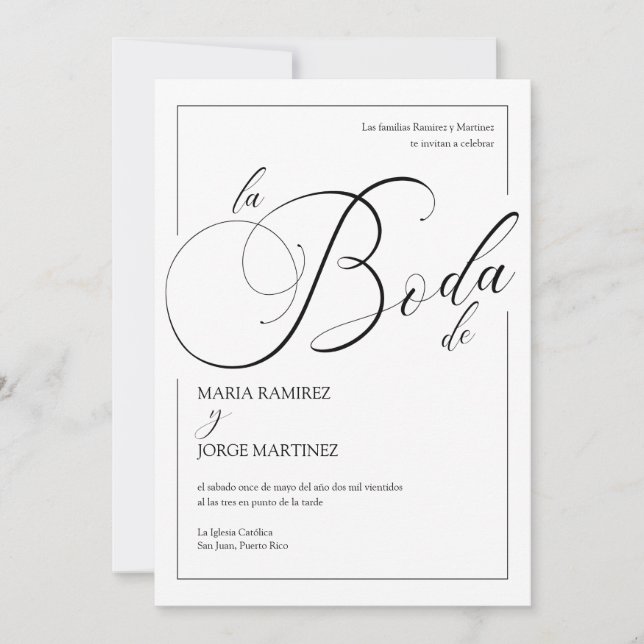 Invitacion de Boda_Elegant Spanish Wedding Invitation (Front)